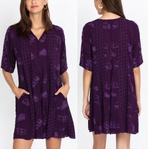 Johnny Was Runswick Lora Tunic Dress Purple Size XS Horse Equestrian Embroidered